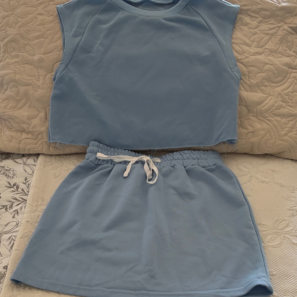 SHEIN Light Blue Sleeveless Top and Skirt Set